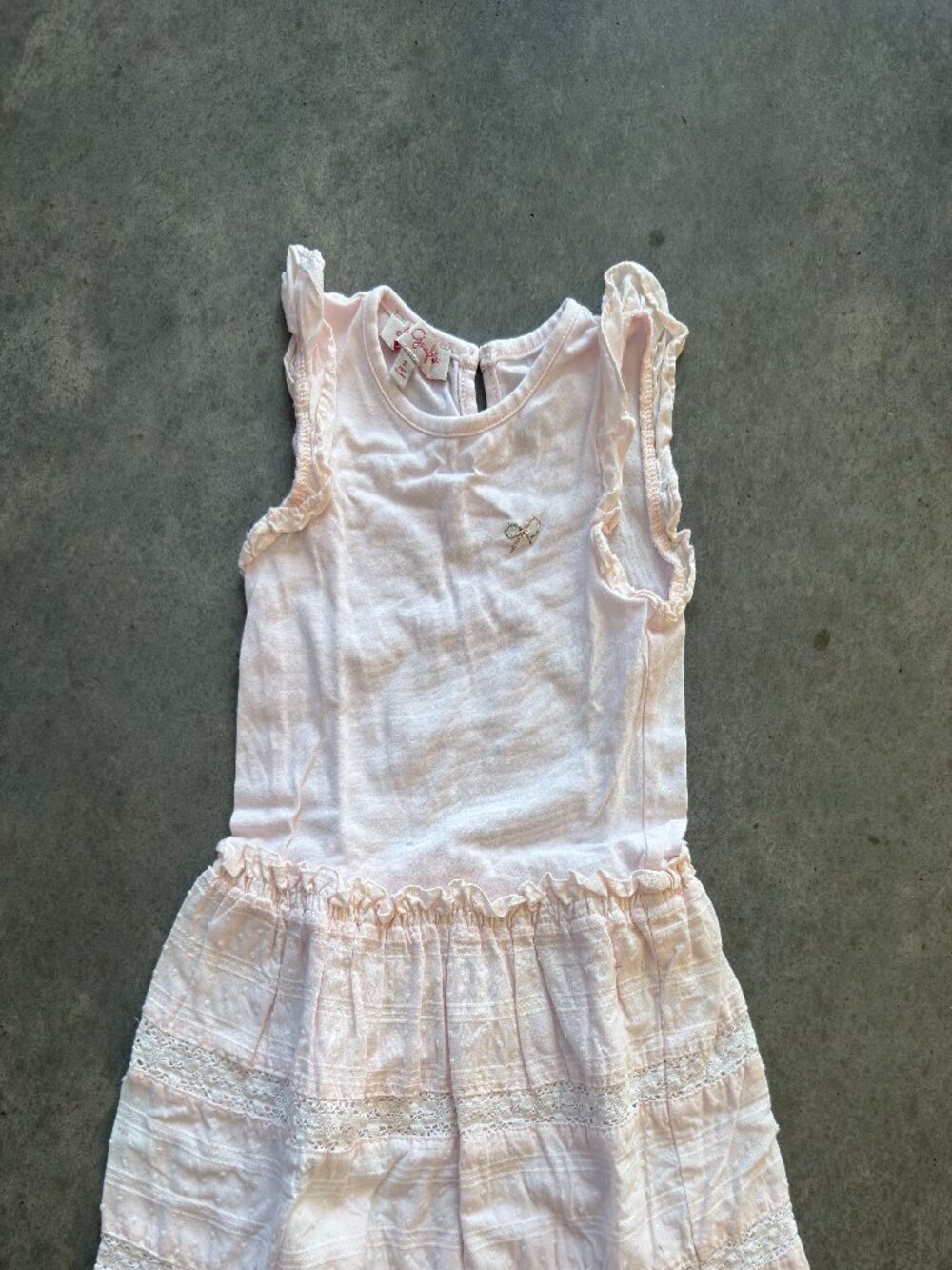 Lili Gaufrette Girls Pink Lace Ruffle Dress 3T Swiss Dot French Designer